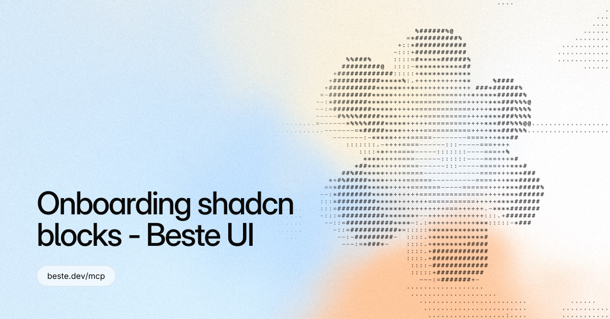 Onboarding shadcn blocks - Beste UI